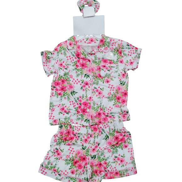 Tahari Girl’s 2-Piece Pajama Set w/ Hair Scrunchie – Size 5/6 – Bright White - Picture 1 of 6